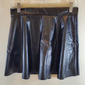 Girl's Black Faux Leather Perforated Skater Skirt